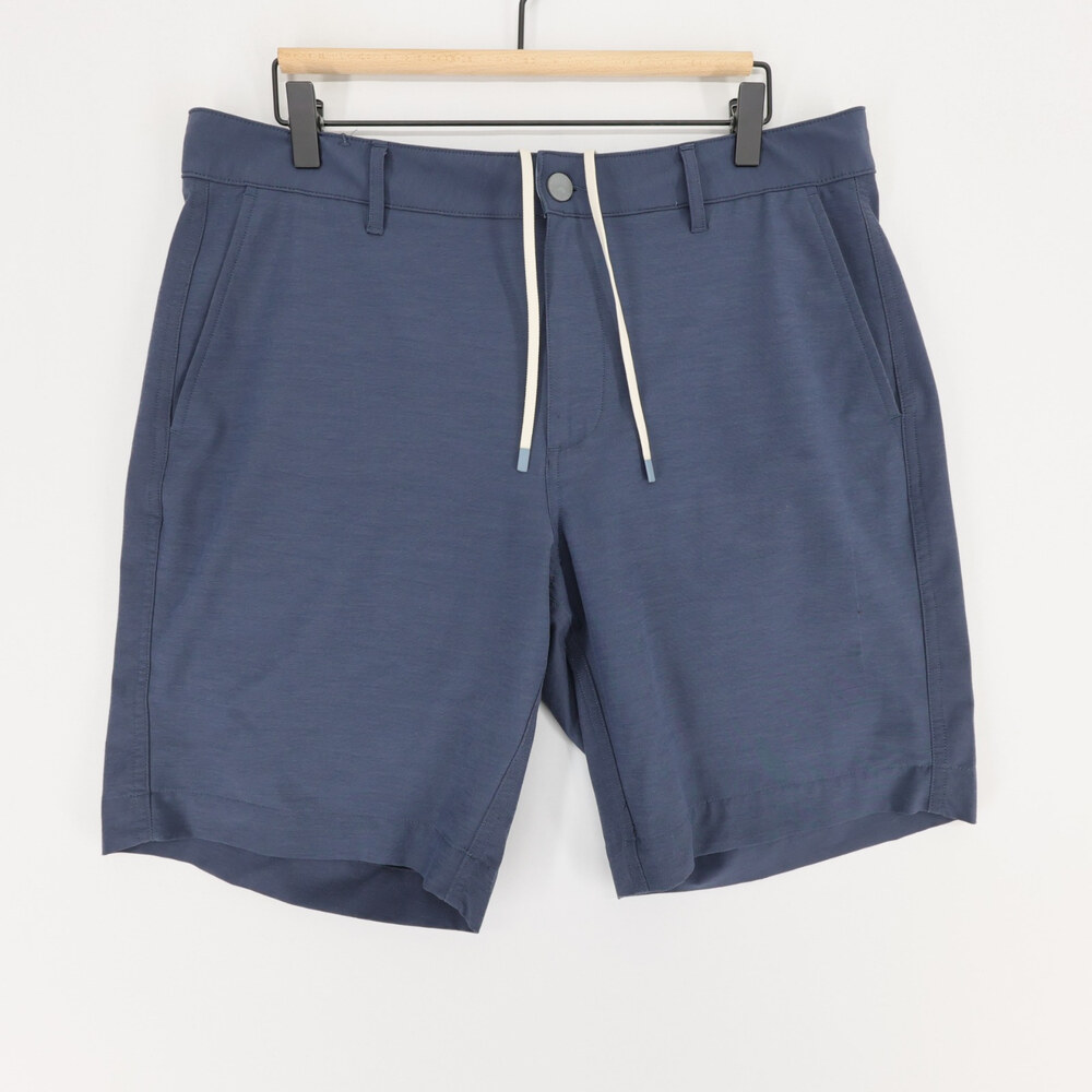 Faherty All Day Shorts Mens 33 Blue Hybrid Stretch Flat Front Drawstring